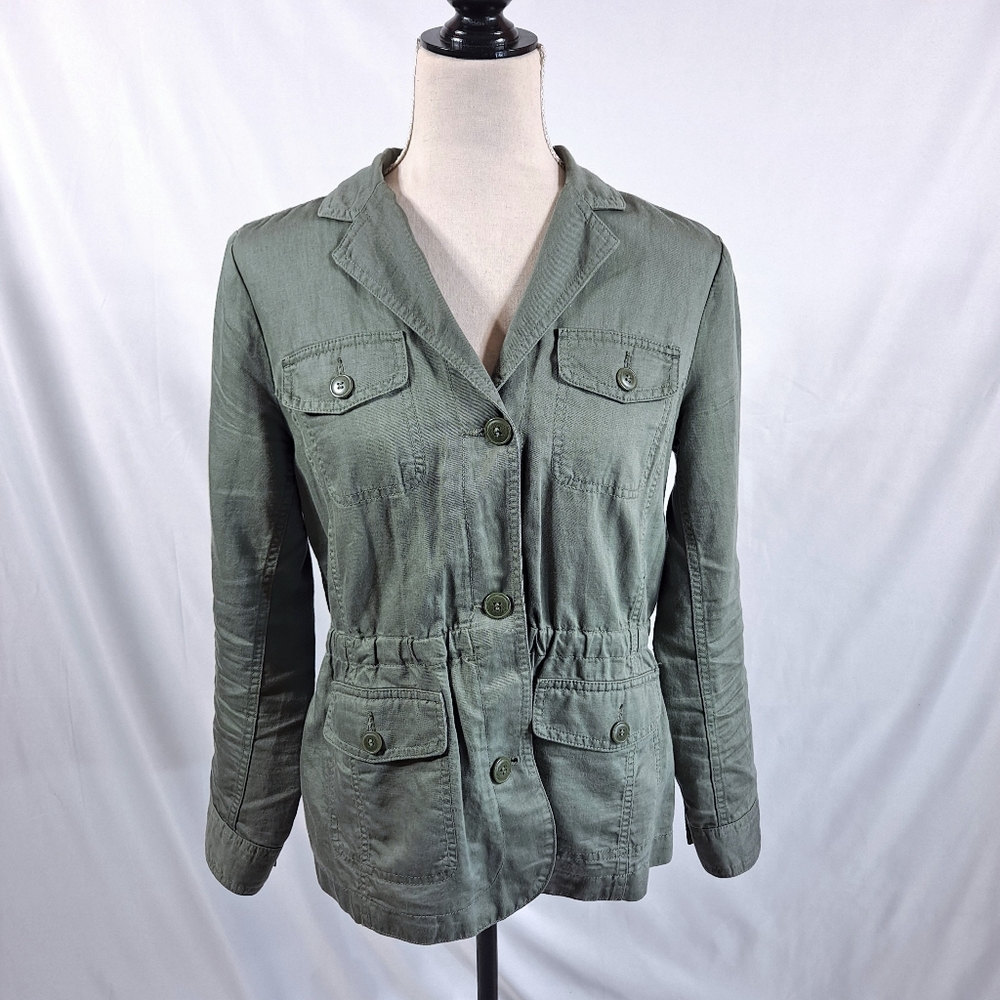Talbots Green Linen Field Jacket